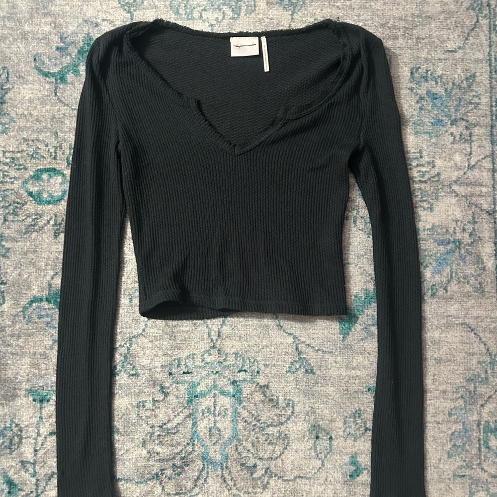 Urban Outfitters Black Thermal Long Sleeve Top